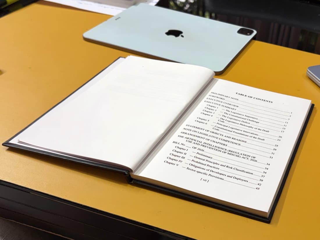The table of contents, listing the preliminary note, executive summary, statement of objects and reasons, and the arrangement of chapters.